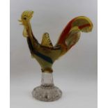 A 20th century Murano glass rooster, raised on outswept fluted base, 37cm high