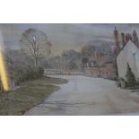 Watercolour of Bridge End, Warwick, 33cm x 49cm in gilt frame