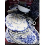 A Bigwood crate containing a selection of blue & white china