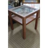 A modern square topped table