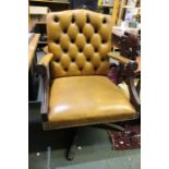 Button back swivel leather office chair