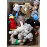 A selection of of TY toys together with other small soft toys