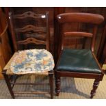 A country made 19th century fancy backed rush seated single chair, together with a mahogany bar bac