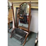 A mahogany robing mirror & stand.