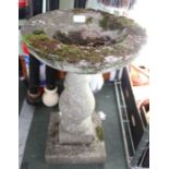 A small garden birdbath