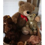 A selection of Steiff stuffed toys, to include beaver, deer and teddy bears, together with a Hamley'