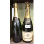 Two bottles of sparkling wine.