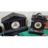 Two slate clocks,