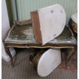 A pair of wall mountable gilded mono-pedal console tables, together with an Italian coffee table