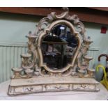 A painted wooden fancy scrolled ladies dressing mirror