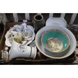 A box of mixed domestic and collectable china