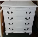 A white painted modern chest of 4 drawers with slide