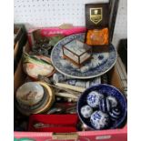 A box containing an assortment of collectible and useful items.