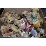 A box of smaller Teddy bears, branded with tags (18)