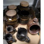 Studio earthenware kitchen pots to include a salt pig