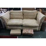 A Wesley Barrell - Old gold chenille three person Knowle sofa
