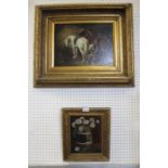 Late Victorian still life oil on canvas in period gilt frame.