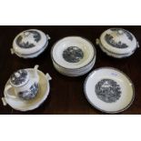 Wedgwood black & white transfer decorated table wares