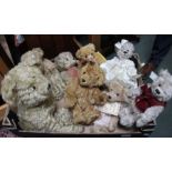 A box of Teddy bears, including one large, all tagged (8)