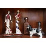 Two porcelain ladies plus other items.