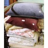 A selection of soft furnishings to include, curtains, very large bed throw, cushions, etc