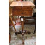 An occasional table, the top hinges open, fitted single drawer on stem and tripod supports, 31cm wi