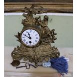 A French clock of Dutch design with pendulum and key, 27cm high