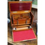 Edwardian Oak stationary box, retaining original inkwells and key