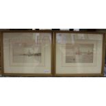 A E Daniel a pair of shipping watercolours, 17cm x 24.5cm, glazed and framed