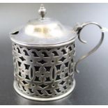 The Alexander Clark Manufacturing Co, a silver drum mustard of Georgian design, pierced decoration,