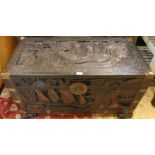 An imported carved wooden chest