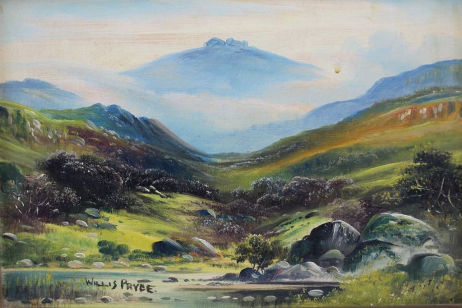 George Willis-Pryce (1866-1949) Dartmoor and a Scottish Loch, two oil paintings on board, both signe - Image 3 of 6