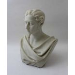 A Parian bust inscribed "Marshall Wood" to the back, 26cm high