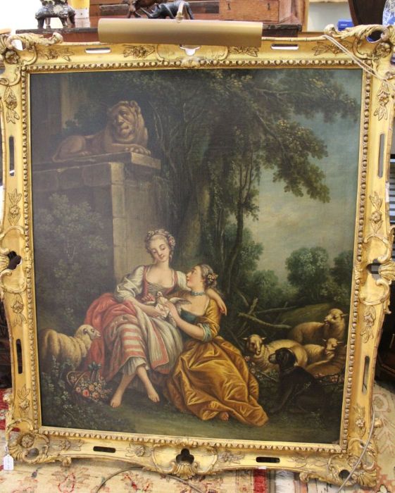 A 19th century European school "The Love Letter" oil painting on canvas, gilt framed, 97cm x 82cm - Image 2 of 2