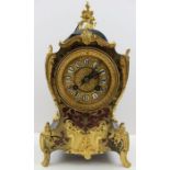 A late 19th century French Boulle mantel clock, fitted 8-day chiming movement, 30cm high