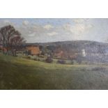 A landscape oil on board of Charing in Kent.