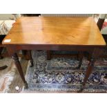 A Victorian mahogany work table with lift lid action, on four turned legs with cap castors. 65cm x 6