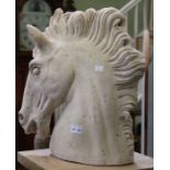 A cast resin stone effect horses head, 46cm high