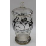 A Bohemian glass jar with lid, design by Adolf Beckert