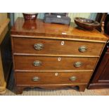A 19th century inlaid mahogany small sized three drawer chest, 80cm x 91cm