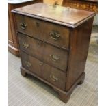 A 19th century mahogany small sized three drawer chest, on plain bracket feet, 75cm x 62cm