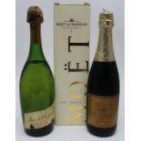 NV Moet & Chandon Champagne (boxed), 1 bottle NV Moet Marc de Champagne, 1 bottle Moet Champagne C