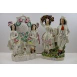 Two large Staffordshire pottery figure groups, 32cm high