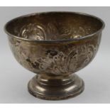 A. T. Cannon Ltd, an embossed silver rose bowl, uninscribed, Birmingham 1973, rim 18.5cm diameter, 4