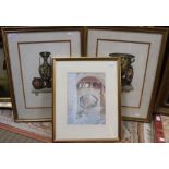 Henry Moses - two gilt framed engravings of Greek pottery together with one other print