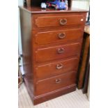 A mahogany finished red label G-Plan 20th century chest of five drawers, 58cm wide