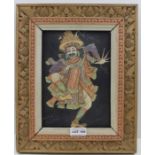 A late 20th century Balinese school, dancer, oil painting on canvas, inscribed, 23cm x 16cm, carved