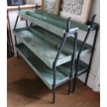 Two metal three tier garden centre plant stands