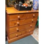 Pine chest of five drawers.