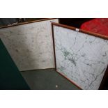 Two very large framed & glazed ordnance survey maps relating to the village of Brailes, 104cm x 93cm